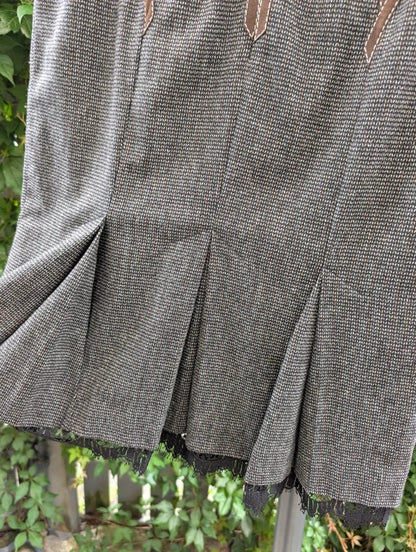 Karen Millen Wool Tweed Pencil Skirt with Lace Hem UK10