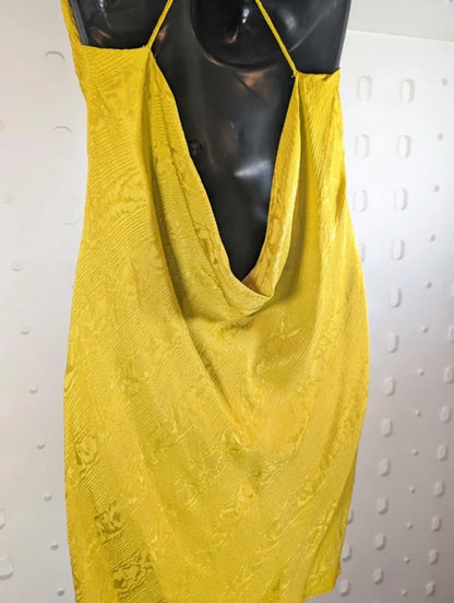 Topshop Satin Slip Mini Dress Yellow UK10