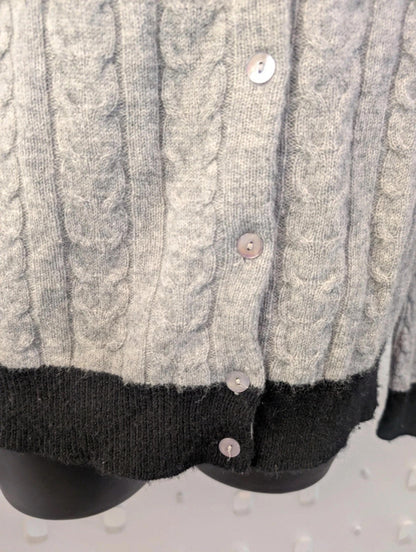 Paul Costelloe Pure Cashmere Cardigan – Grey & Black Trim