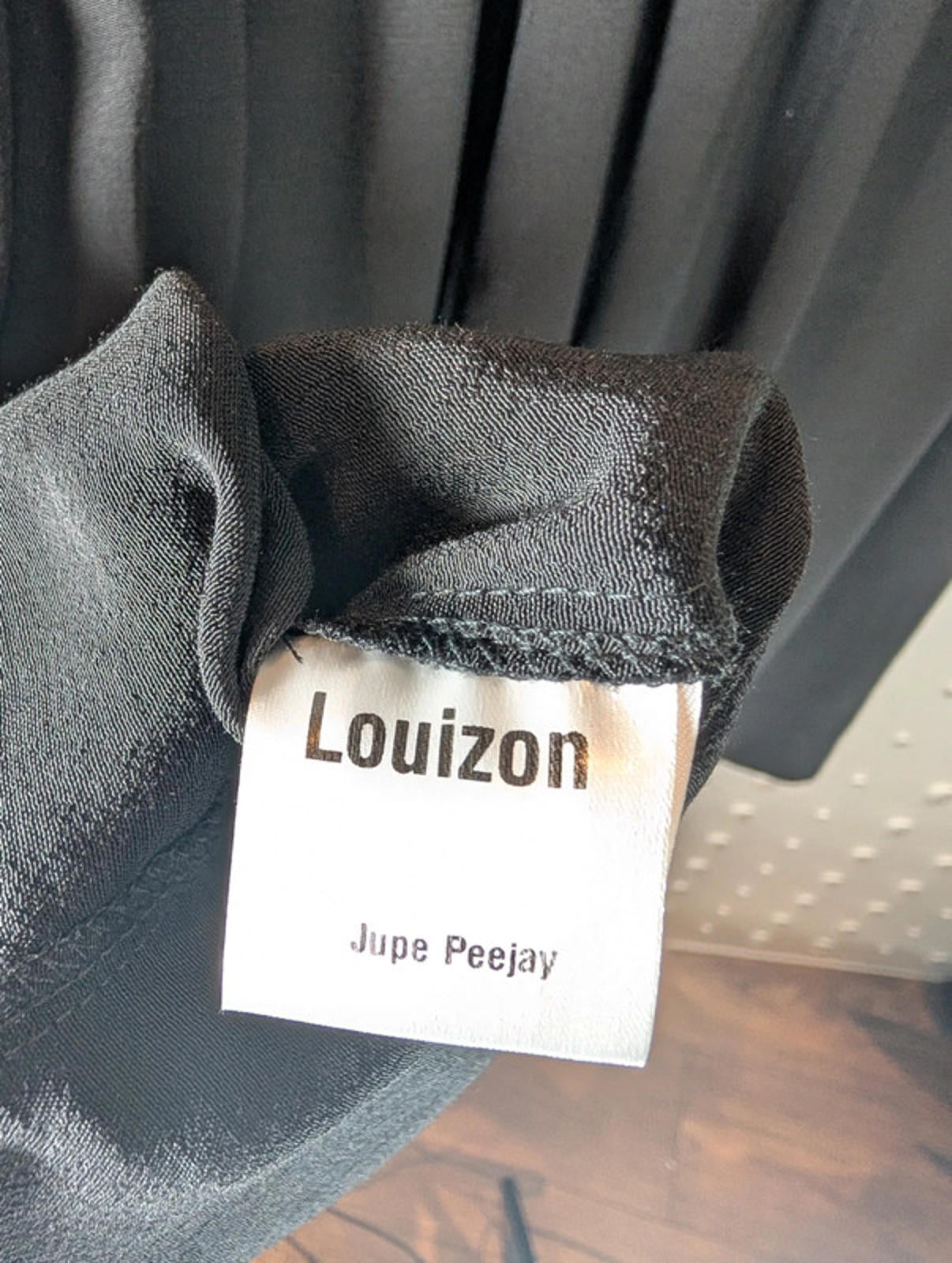 Elegant Louizon “Peejay” black faux wrap skirt UK14