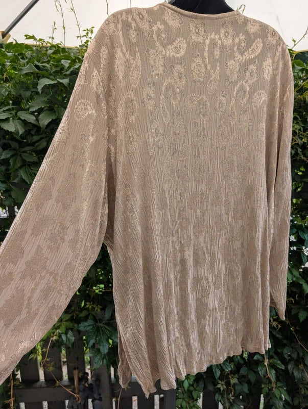 Profiles Plus Size Textured Floral Blouse Jacket Gold UK30