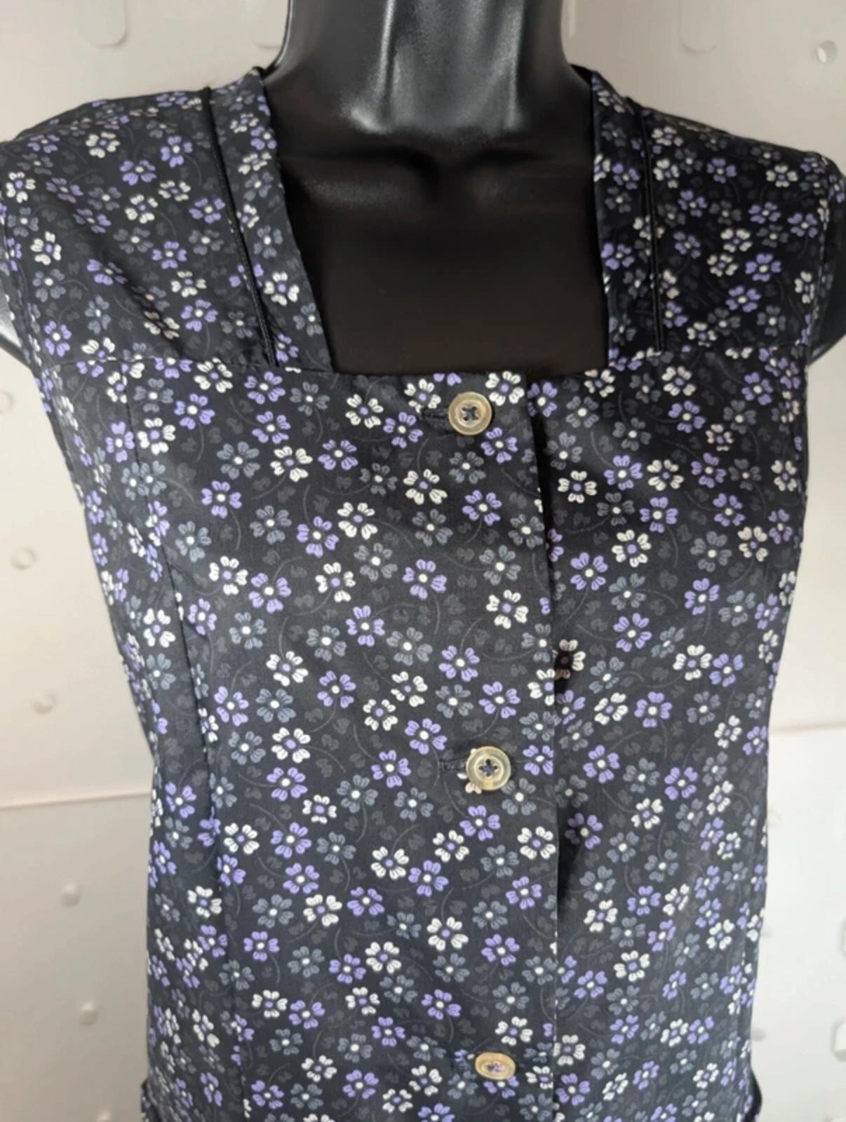 1970s vintage Castille France purple ditsy pinafore dress S