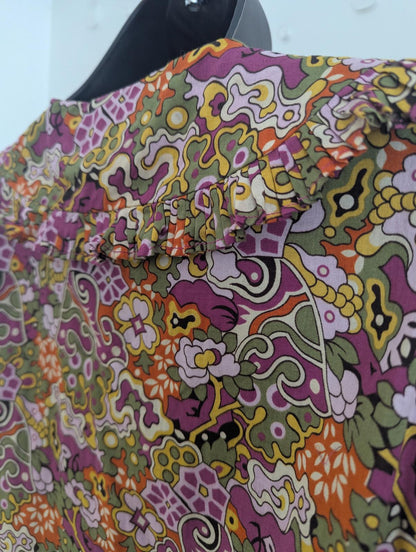 Suncoo Laury Floral Print Blouse with Ruffle Collar size M