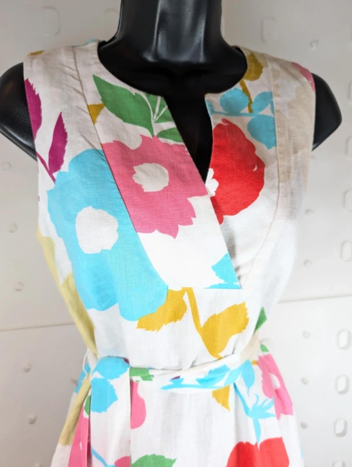 Hobbs Floral Linen Shift Dress Removable Belt UK6