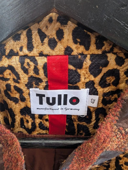 Vintage Tullo Mixed Media Velvet Patch Jacket Brown UK14