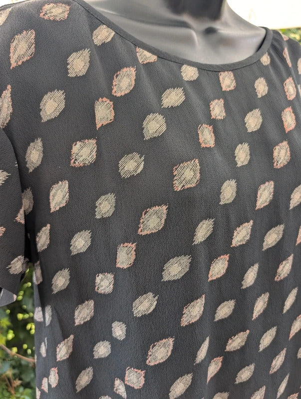Toast Dark Forest Grey Green Flared T Shirt Top UK14
