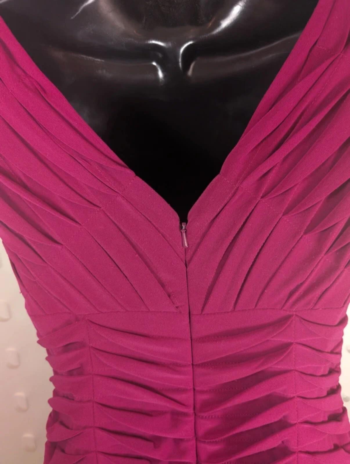 Adrianna Papell Ruched Bodycon Dress UK8 Magenta Stretch Occasion