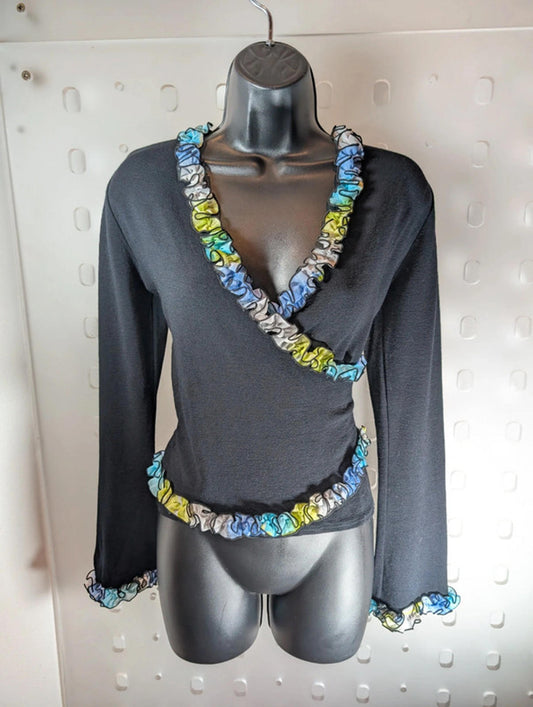Y2K Bastet Ruffle Trim Wrap-Style Top | EU 36/38 (UK 8–10)