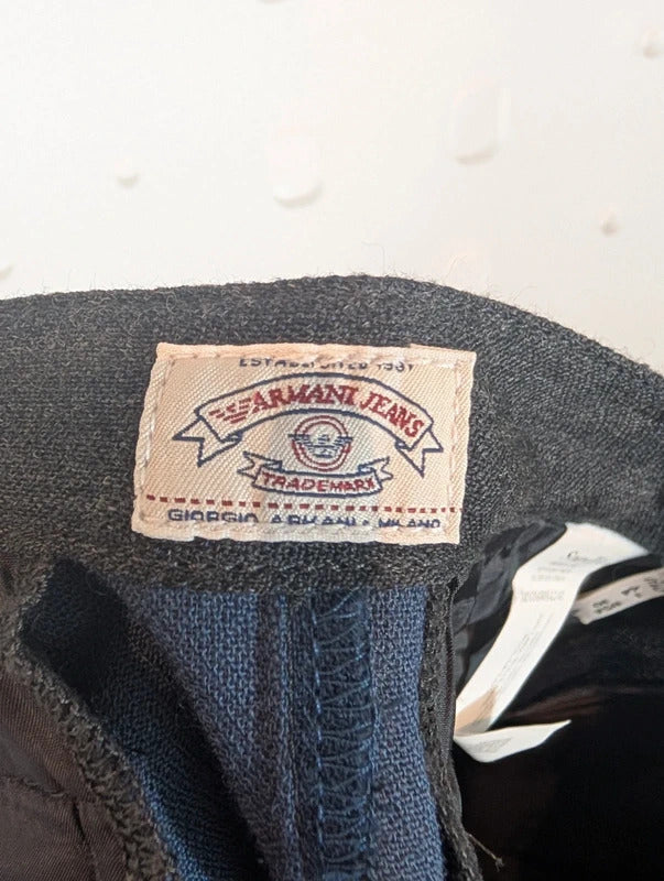 Vintage Armani Jeans Grey Wool Blend Skirt Made in Italy UK12/14