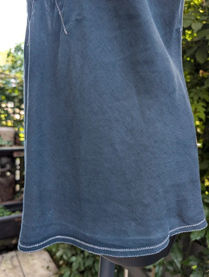 Vintage Linen Blend Longline Vest Top Navy UK12