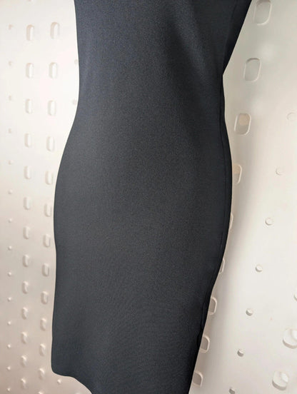 Reiss black stretch bodycon dress with scoop neck – size S