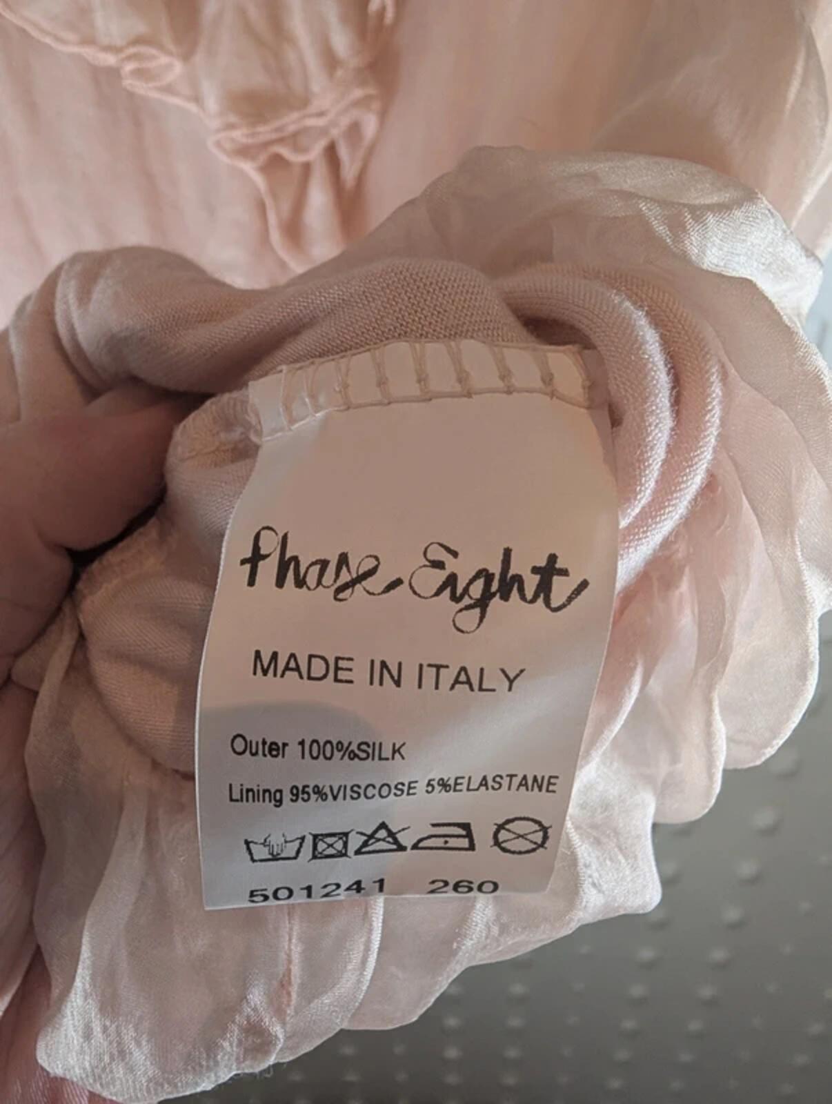 Phase Eight Silk Bubble Hem Blouse Blush Pink Medium