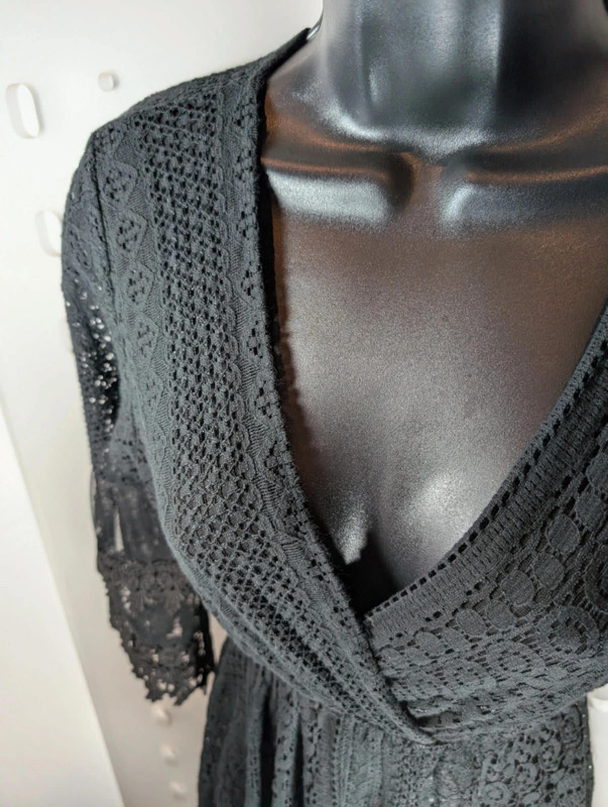 Black crochet mini dress – size Small