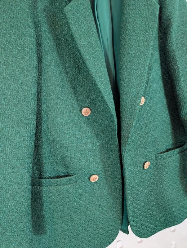 Next Emerald Green Oversized Gold Button Blazer Jacket UK14