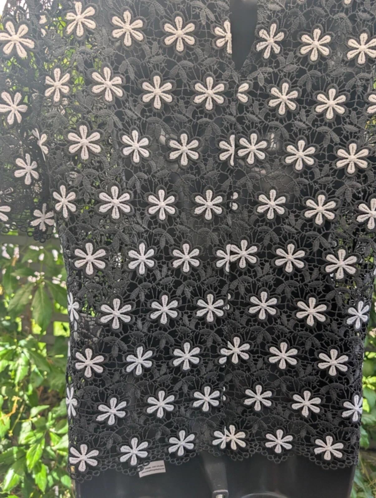 United Colours of Benetton Crochet Daisy Top Black Small