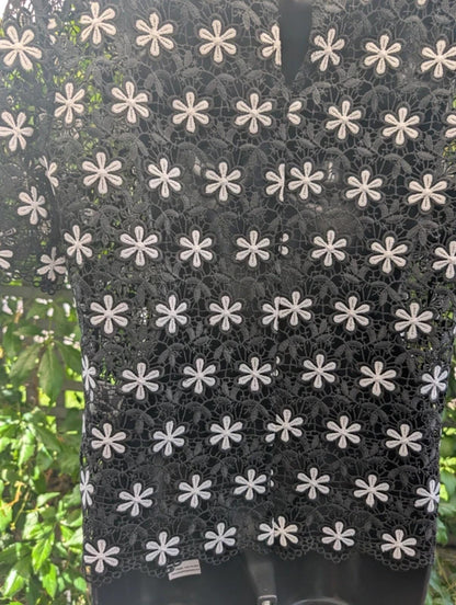 United Colours of Benetton Crochet Daisy Top Black Small