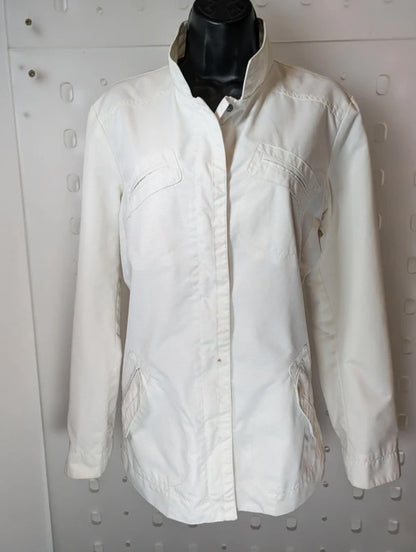Max & Co White Utility Jacket UK14 Zip & Popper Belted Style Vintage