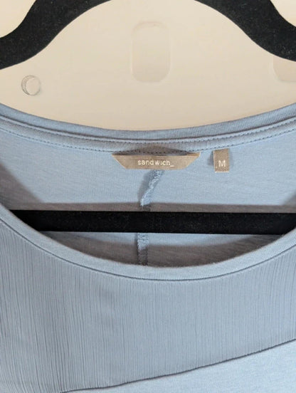 Sandwich Longline Top Medium Mesh Panel Modal 3/4 Sleeve