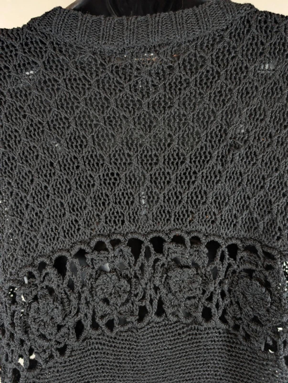 Nina Murati oversized black crochet tassel cardigan S/M