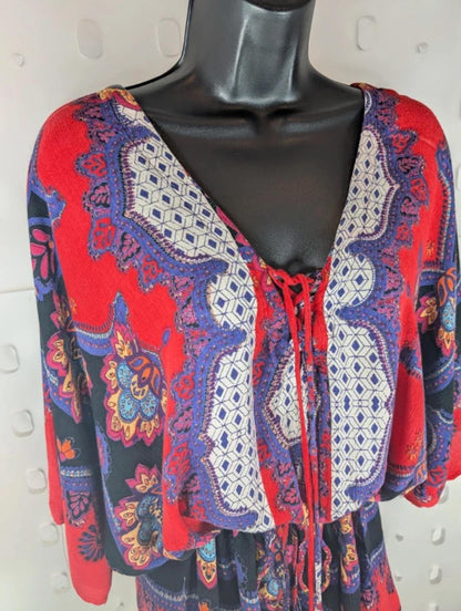 Angie rayon Indian print playsuit size large, best fit UK10/12