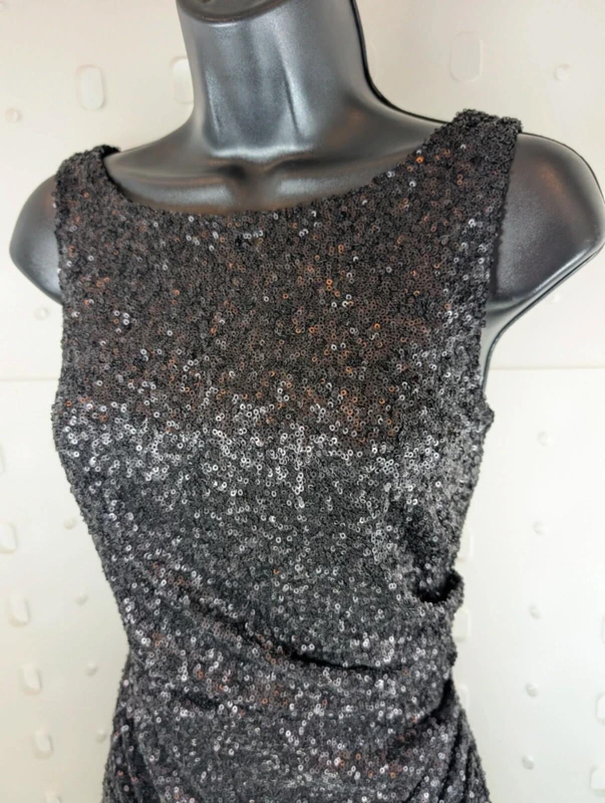 Ariella London Black Sequin Bodycon Dress UK10 Made In England