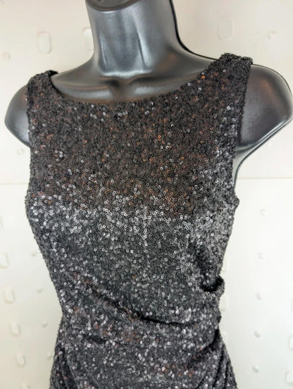 Ariella London Black Sequin Bodycon Dress UK10 Made In England