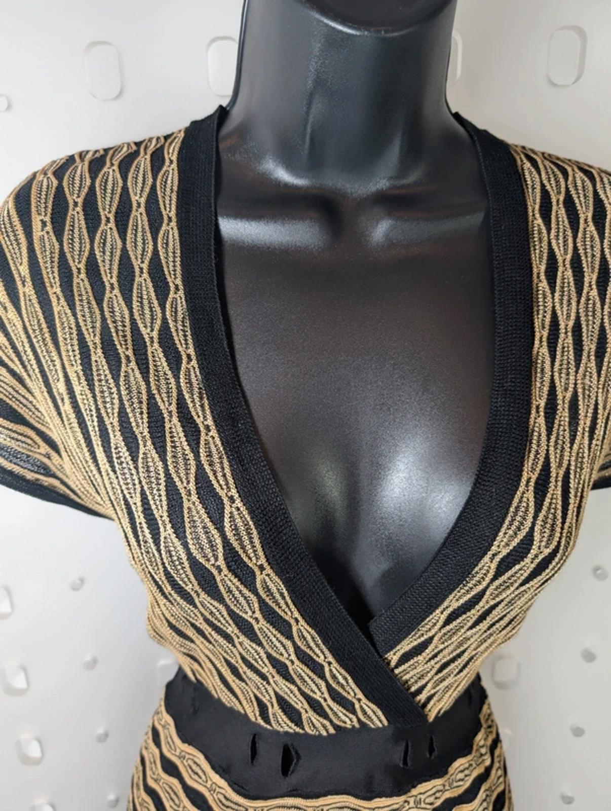 Missoni Vintage Knit Dress UK10 Made in Italy Cut-Out Waist