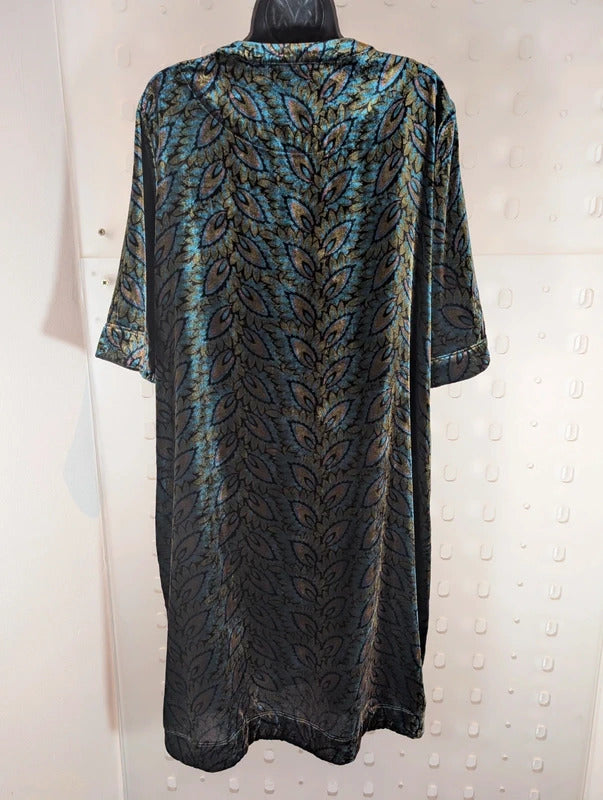 White Stuff Peacock Print Velvet Dress UK18R