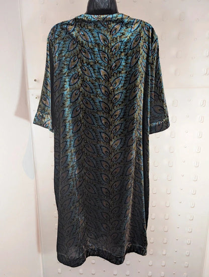 White Stuff Peacock Print Velvet Dress UK18R