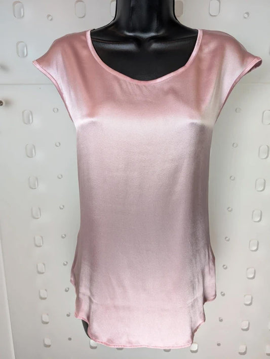 Guido Lombardi Silk Blend Rose Pink Top French Seam Scoop Neck Size L