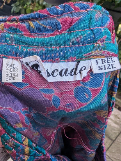 Vintage 1980s Cascade Paisley Skirt Suit Pink Purple Green