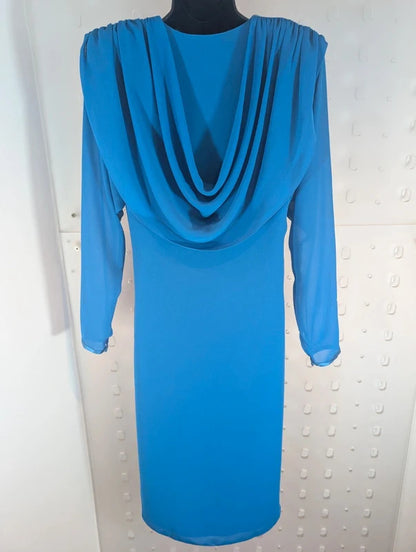 Vintage 80s Parigi Electric Blue Statement Dress UK10