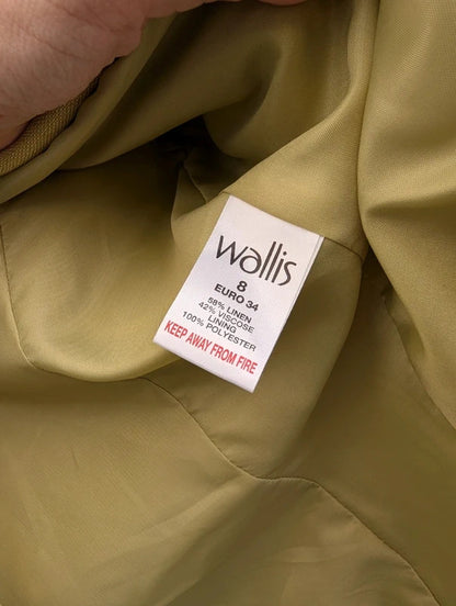 Vintage Wallis Petite Linen Blend Trouser Suit Lime Green UK8