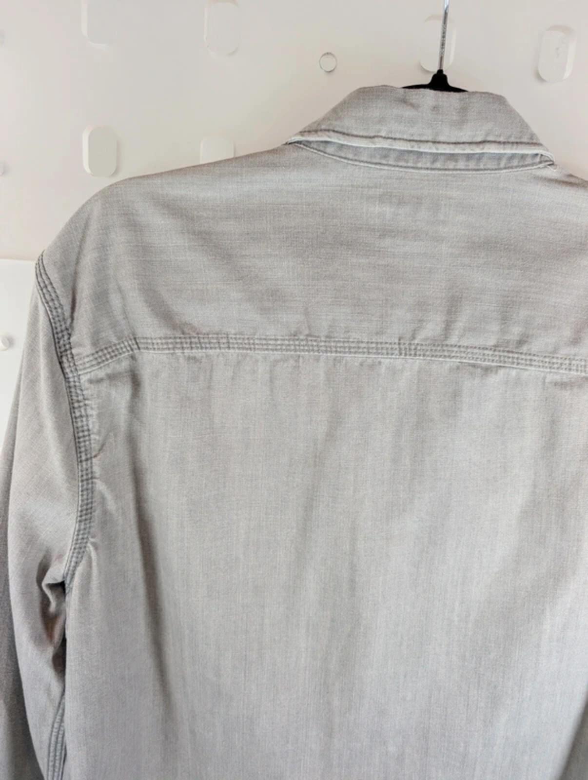 AllSaints Haiiro Washed Denim Shirt Grey Blue Utility Workwear Small