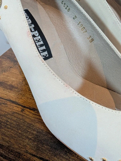 Moda Pelle Nude Blush Leather Gold Detail Heels EU38 UK5