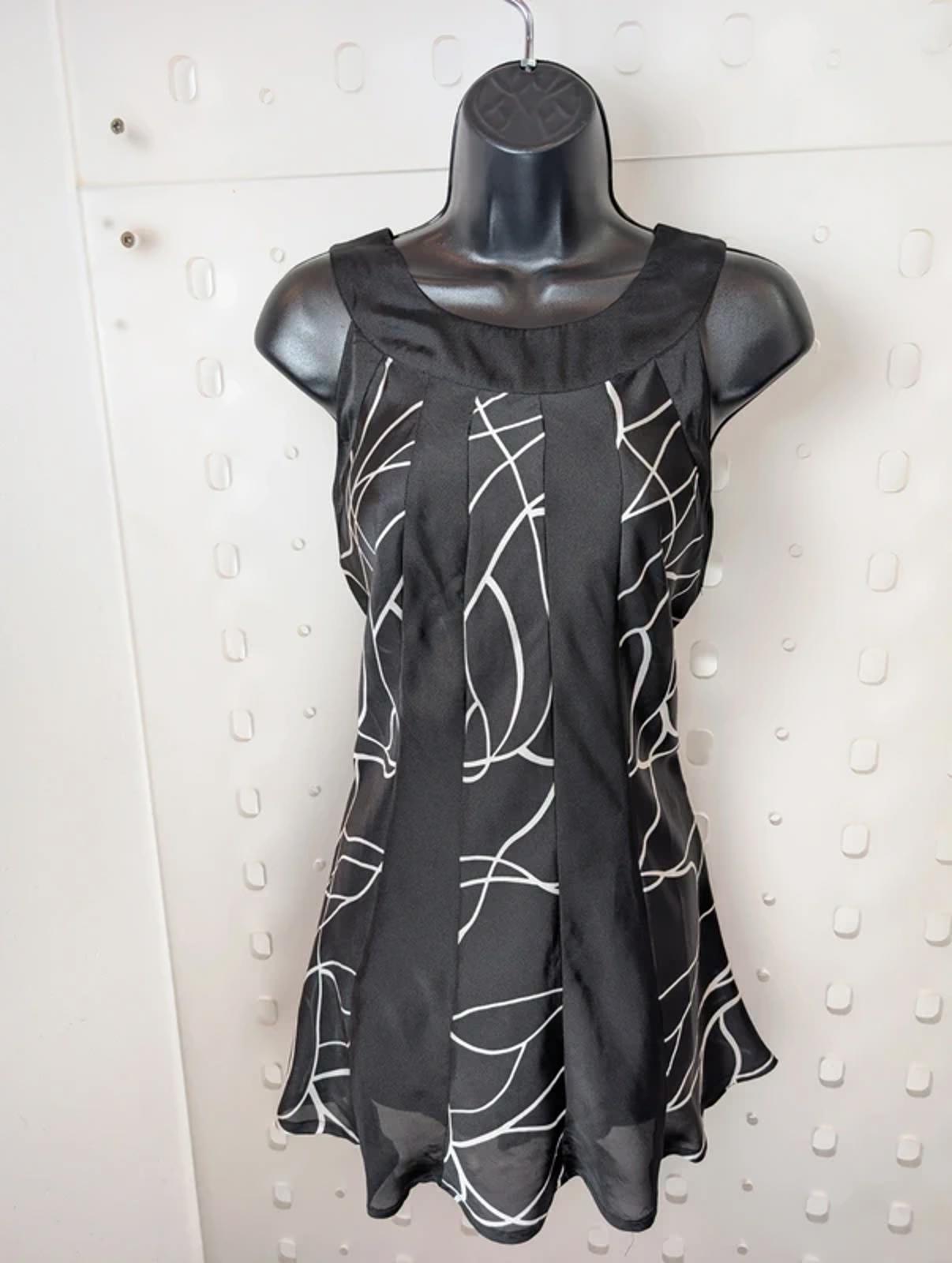 Epilogue Black Tunic Top UK12 Longline Flared Contrast Panel Lightweight