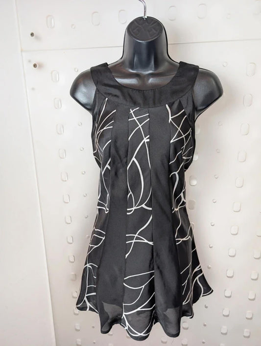 Epilogue Black Tunic Top UK12 Longline Flared Contrast Panel Lightweight