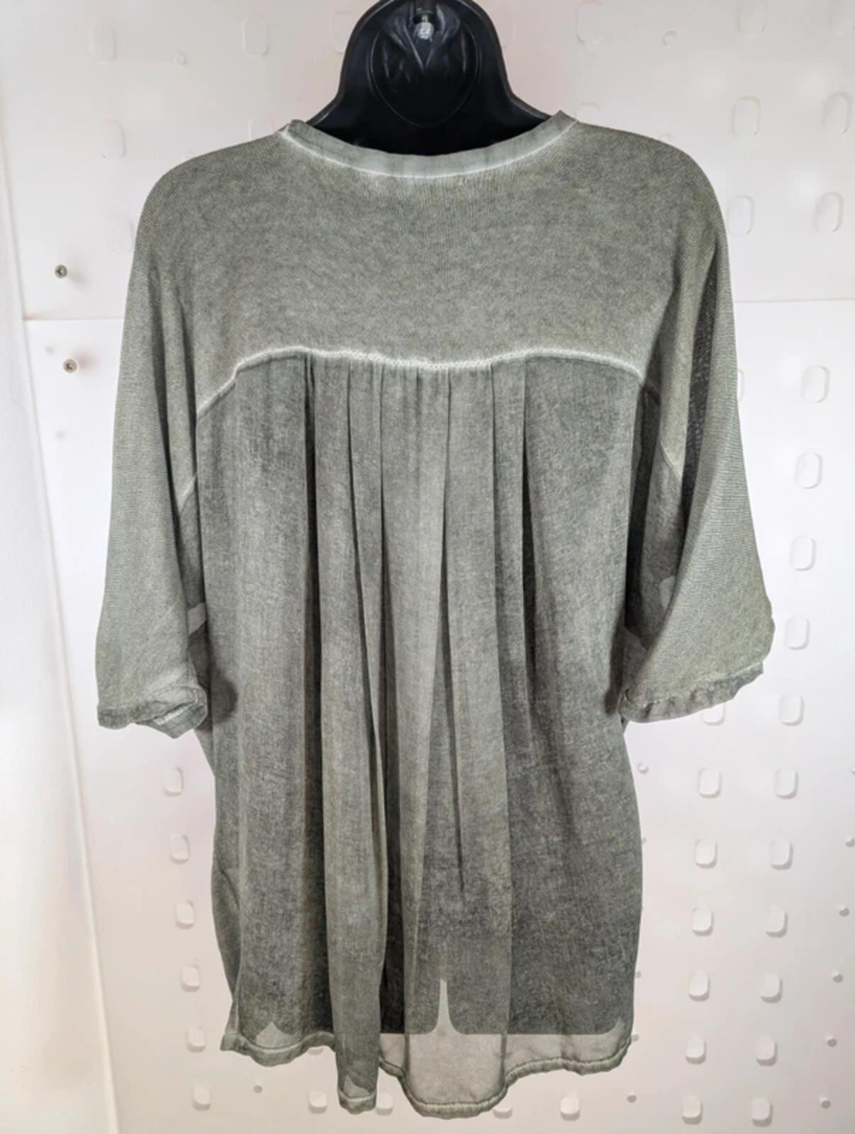 Summum Woman oversized linen blend top medium lagenlook boho neutral summer