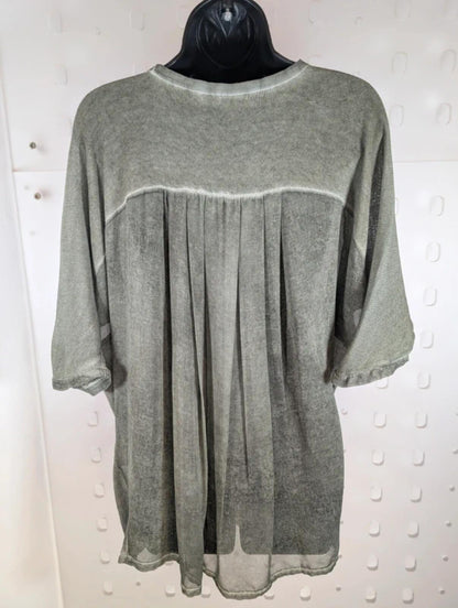 Summum Woman oversized linen blend top medium lagenlook boho neutral summer
