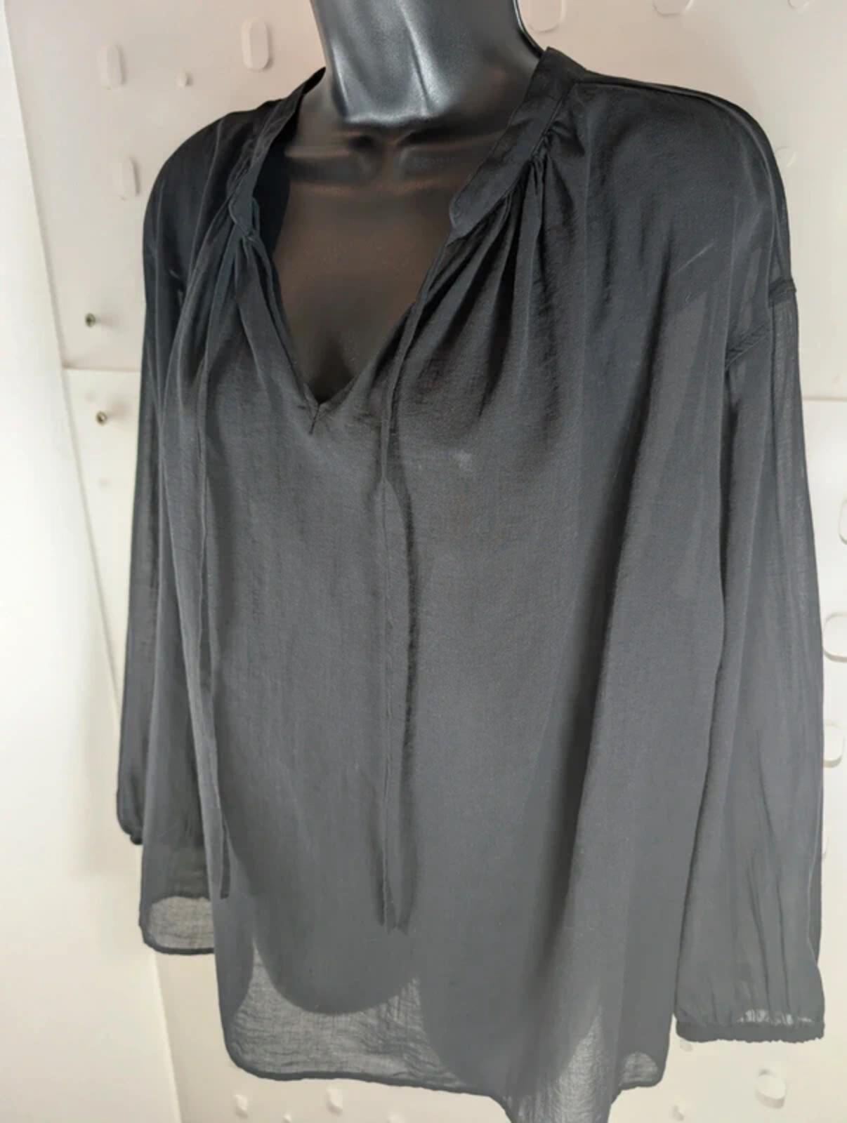 JW Anderson for Uniqlo Sheer Tie Neck Blouse Black Medium