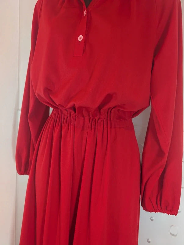 Vintage Betty Barclay Red Belted Midi Dress 70s 80s