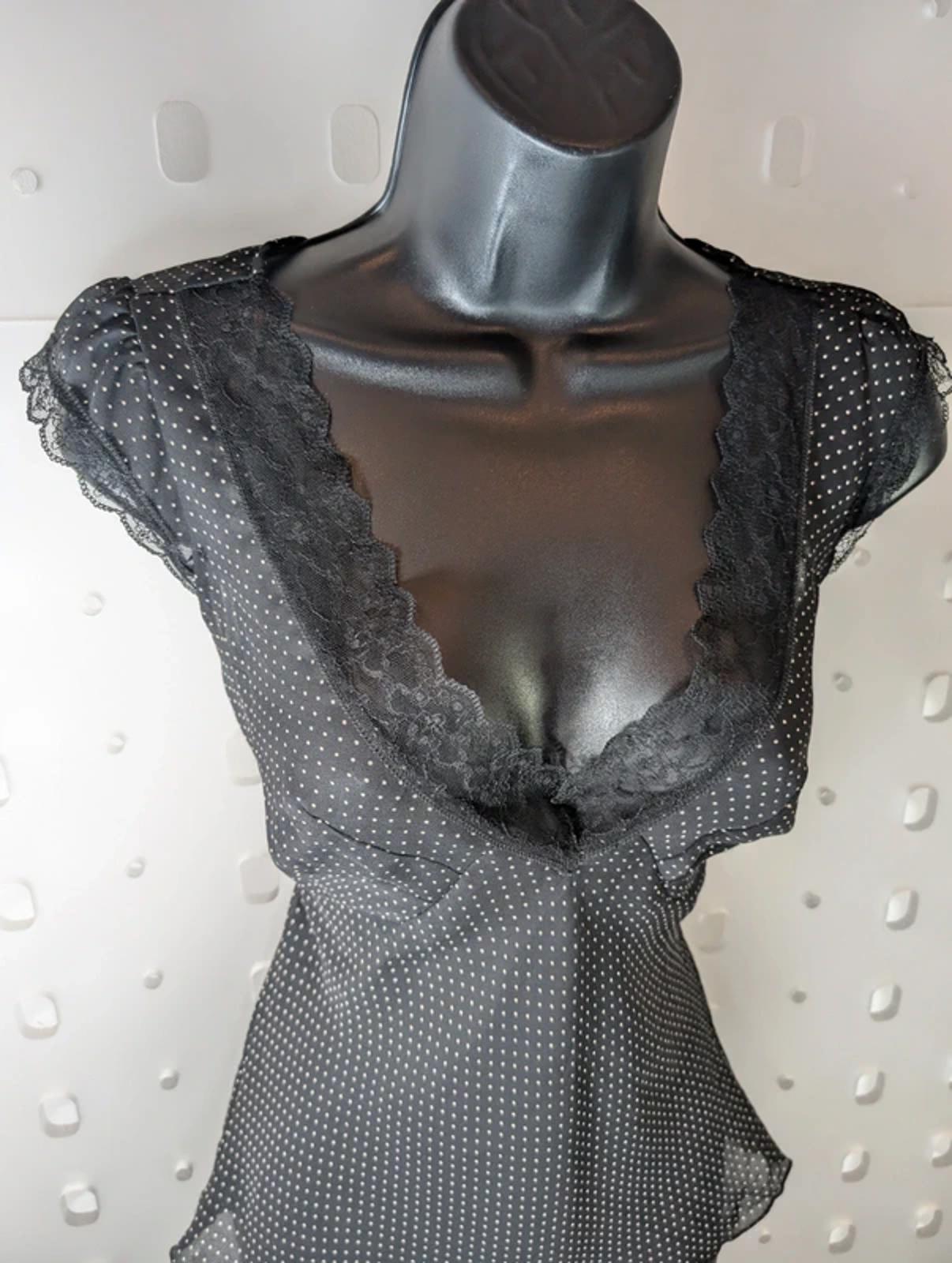 Necessary Objects by Ady Gluck-Frankel Y2K Sheer Polka Dot Lace Top XS S