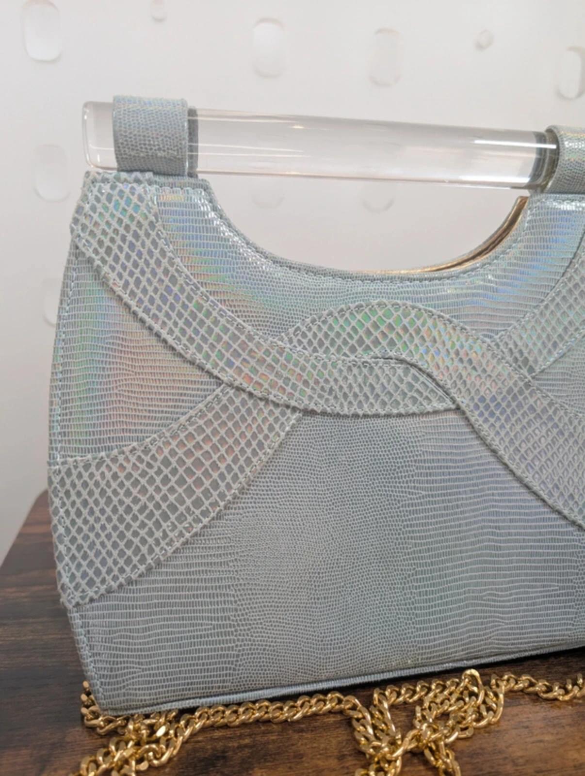 Timothy Huntsman iridescent blue vintage shoulder bag