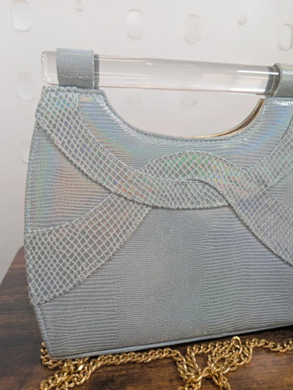 Timothy Huntsman iridescent blue vintage shoulder bag