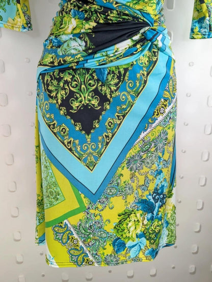 Quinze Heures Trente Paris Printed Draped Dress UK14