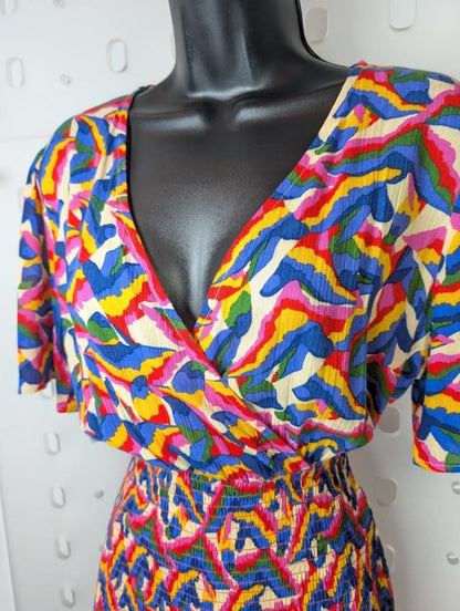 Sweewë Abstract Print Shirred Mini Dress