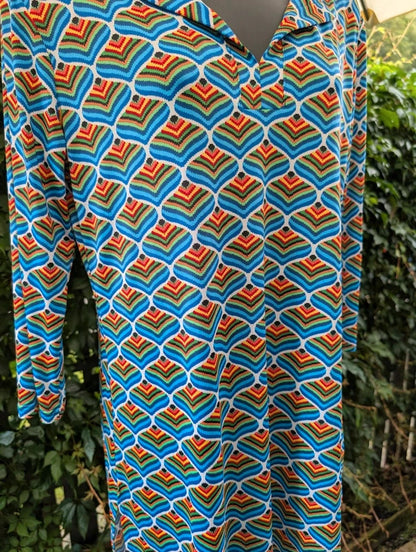 Onjenu 60s Print Stretch Micro Mini Dress Tunic UK10