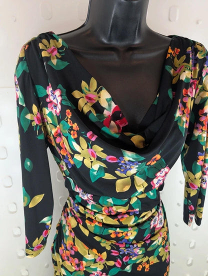Ronni Nicole shapewear dress UK14 black occasion midi cowl neck sculpting
