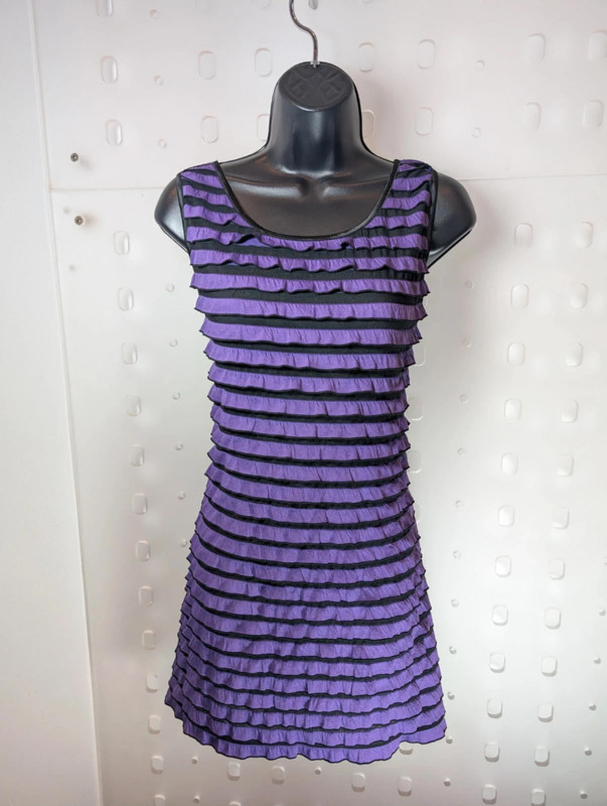 Mela Loves London Purple & Black Ruffle Mini Dress – Size M