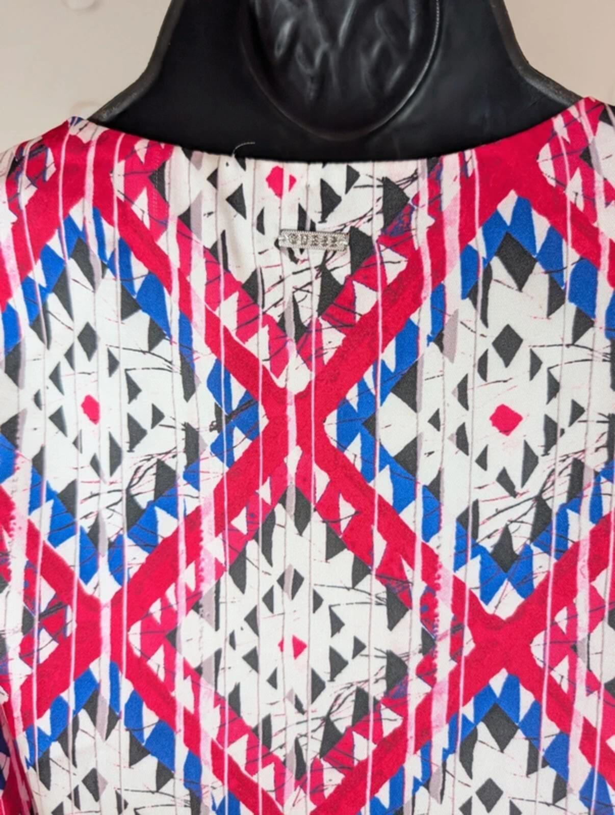 Guess Satin Wrap Dress – Puff Sleeve Tie Waist – Printed Midi – S